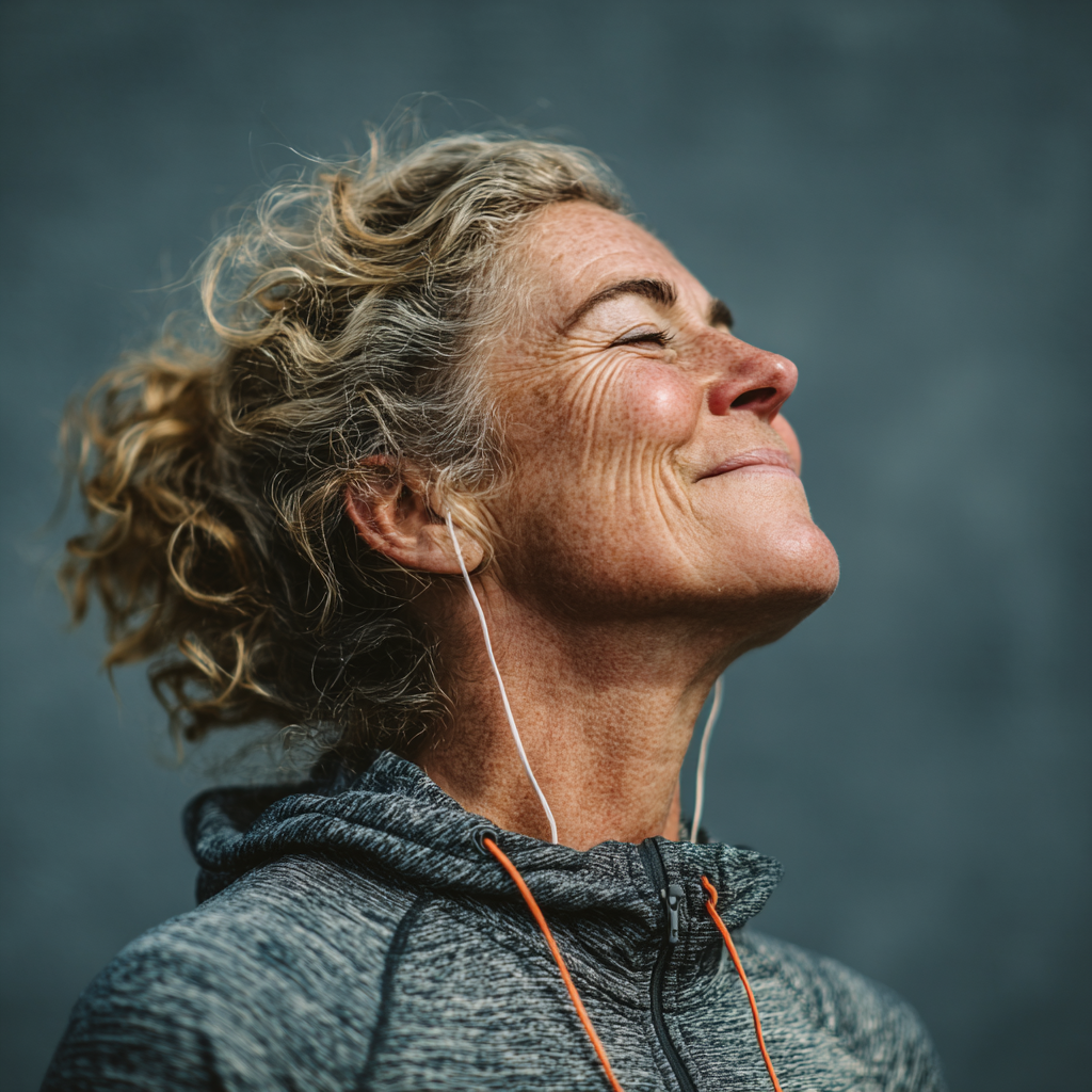 Мотивована жінка 60 років після успішного тренування